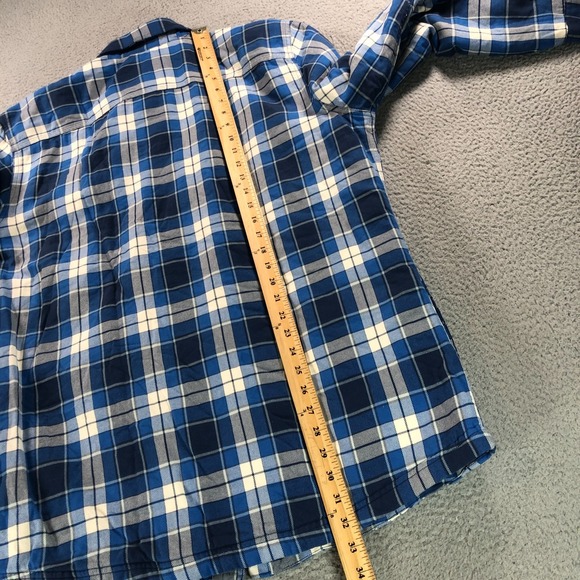 LL Bean Shirt Jacket Men L Tall Blue Plaid Slightly Fitted Quilted Lined Shacket - Picture 7 of 13